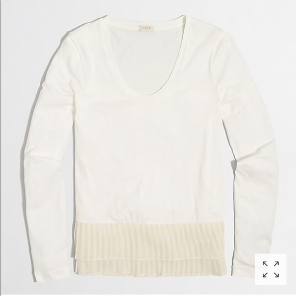 J. Crew Factory Tops - J. Crew Factory Cream Long Sleeve Top with Pleated Detail
